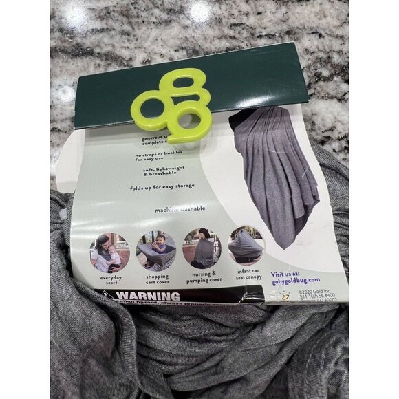 Go By Goldbug On The Go 5 In 1 Nursing Scarf Gray One Size Lightweight Breath - Picture 8 of 9